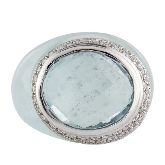 Balocchi Preziosi 18K Aquamarine & Diamond
Cocktail Ring Size: 4 - Picture 2 of 5